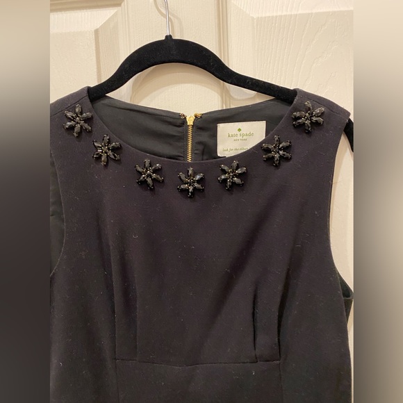 KATE SPADE Jeweled Beaded Neckline Floral Black Dress size 6 - Picture 8 of 12